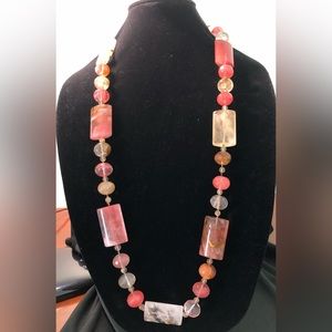 Handcrafted knotted watermelon quartz necklace